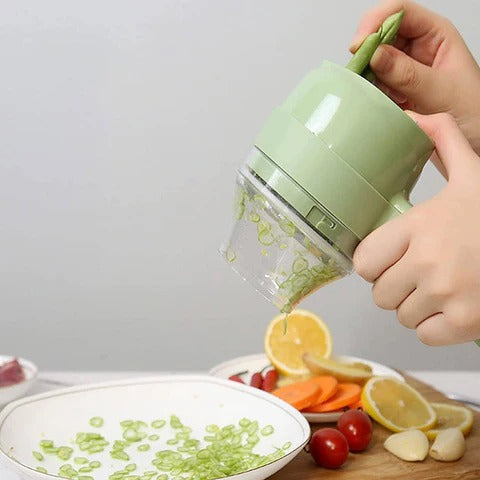 Rechargeable 4 In 1 Electric Vegetable Cutter With Multi-Function Slicer